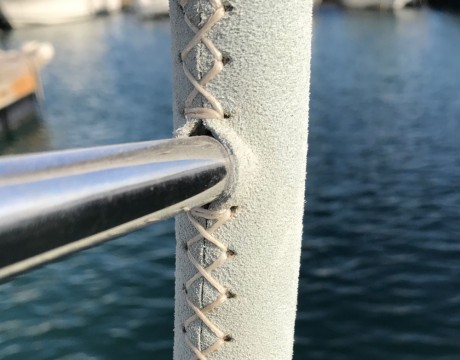 Leather sheathing for ship’s wheel